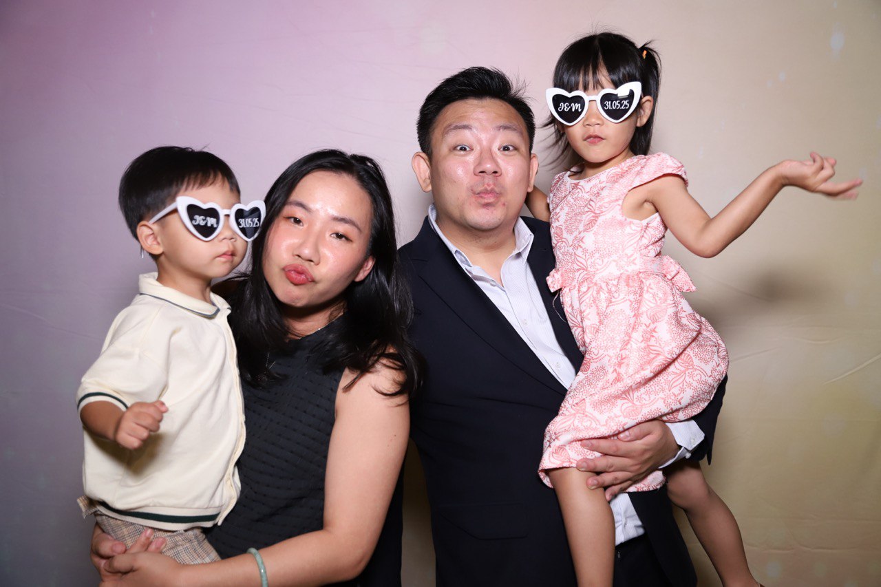 Wedding photobooth with floral backdrop in Singapore